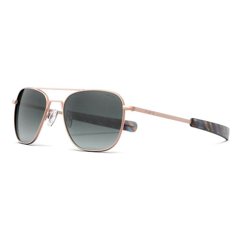 Randolph Sunglasses, Model: AVIATOR22K Colour: SatinRoseGoldSlate