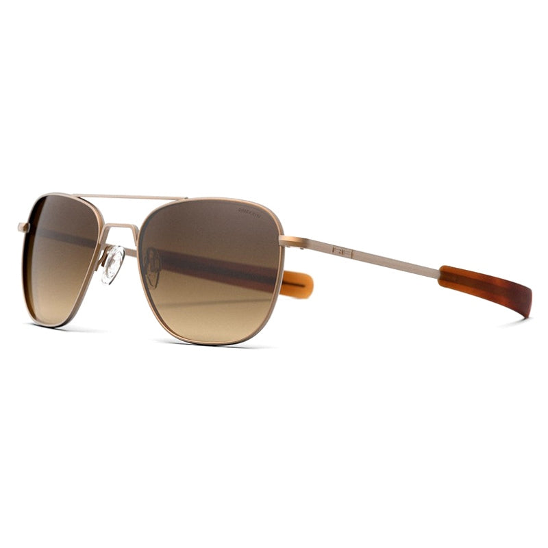 Randolph Sunglasses, Model: AVIATOR22K Colour: SatinChocolateGoldCapeSand