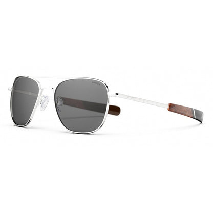 Randolph Sunglasses, Model: AVIATOR23K Colour: WhiteGoldAmericanGraywithJetwayTemples