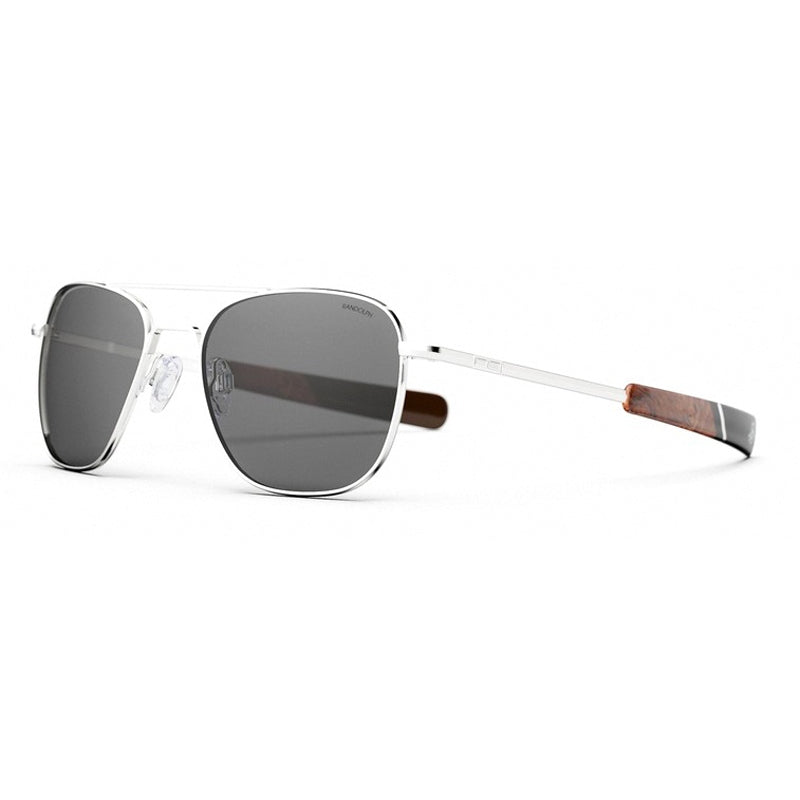 Randolph Sunglasses, Model: AVIATOR23K Colour: WhiteGoldAmericanGraywithJetwayTemples