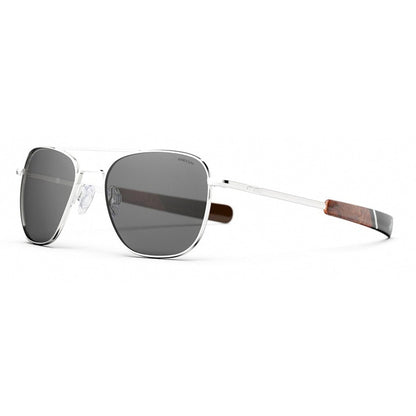 Randolph Sunglasses, Model: AVIATOR23K Colour: WhiteGoldAmericanGraywithJetwayTemples