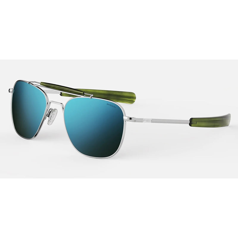 Randolph Sunglasses, Model: AVIATORII Colour: BrightChromeCobalt