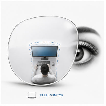 Full Monitor progressive lens optimized exclusively for computer screen use, featuring a wide monitor-focused viewing area for maximum digital working comfort.