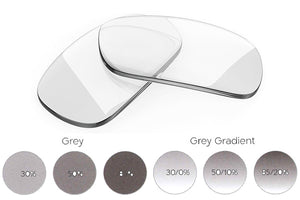 Monofocal Lenses: Uniform and Gradient Grey Tint.
